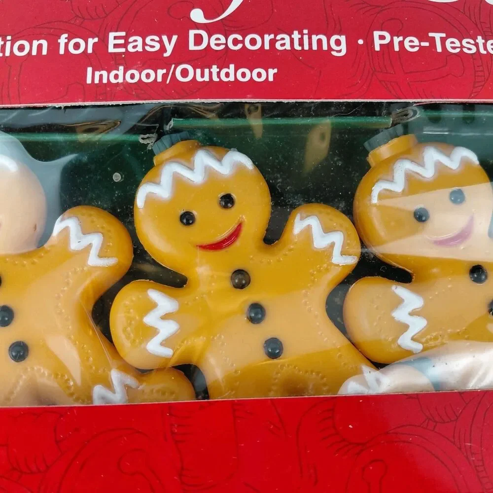 Kurt Adler GINGERBREAD MEN Christmas 10 Light Novelty Set NOS